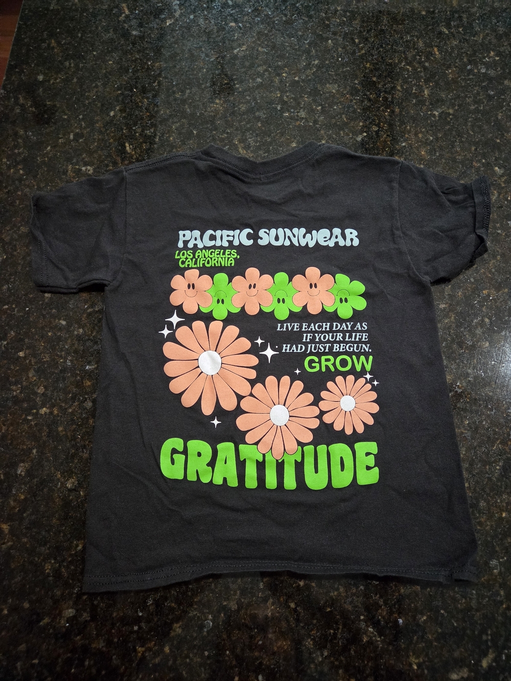 Pacific Sunwear Black Kids' 'Gratitude' Floral Graphic Tee